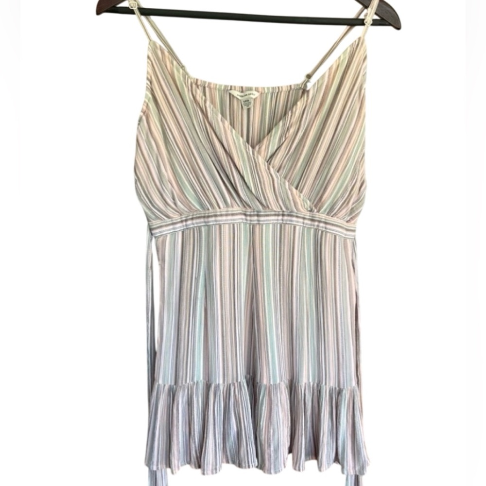 American Eagle Romper Flowing Ruffled Multicolored Striped Size Small